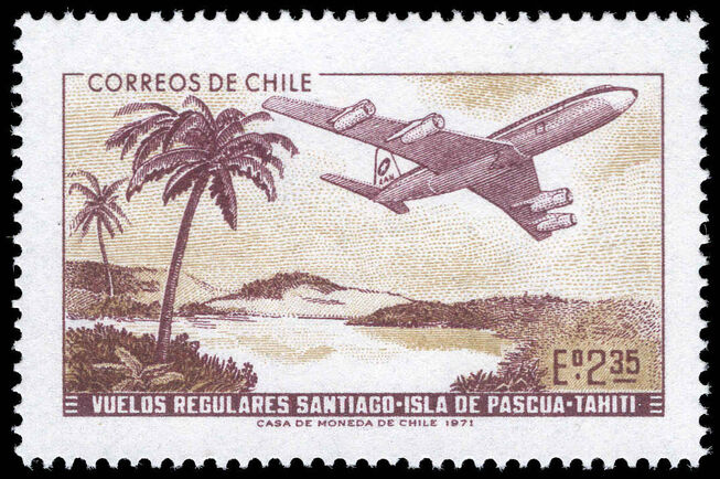 Chile 1972 First Air Service Santiago-Easter Island-Tahiti unmounted mint.