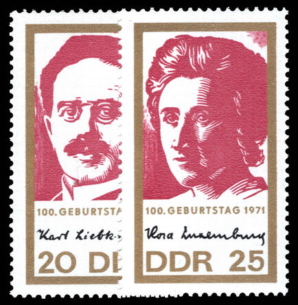 East Germany 1971 Birth Centenaries of Karl Liebknecht and Rosa Luxemburg (revolutionaries) unmounted mint.