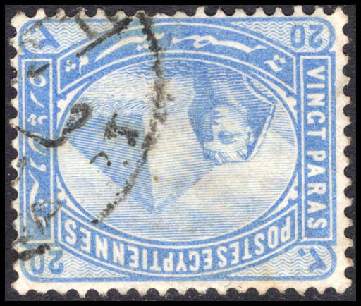 Egypt 1879 20pa pale blue inverted watermark fine used.