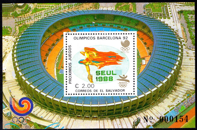 El Salvador 1988 Olympic Games souvenir sheet unmounted mint.