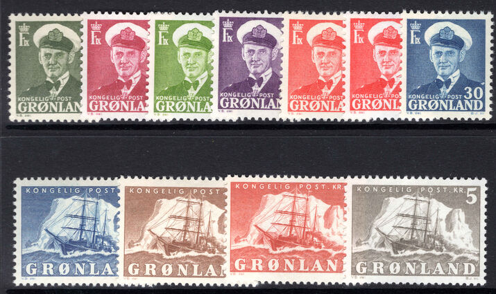 Greenland 1950-60 set unmounted mint (1k with minor gum disturbance) lightly mounted mint.