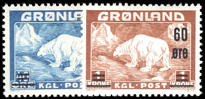 Greenland 1956 Provisionals lightly mounted mint.