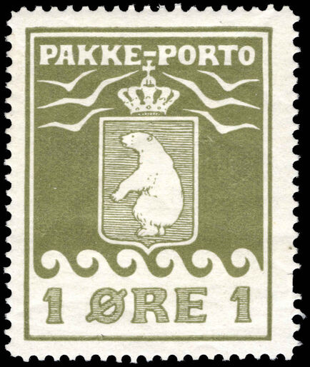 Greenland 1915-37 1ø  olive-green Thiele lightly mounted mint.