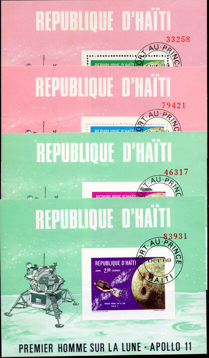 Haiti 1969 Apollo 7 & 8 souvenir sheet set fine used.