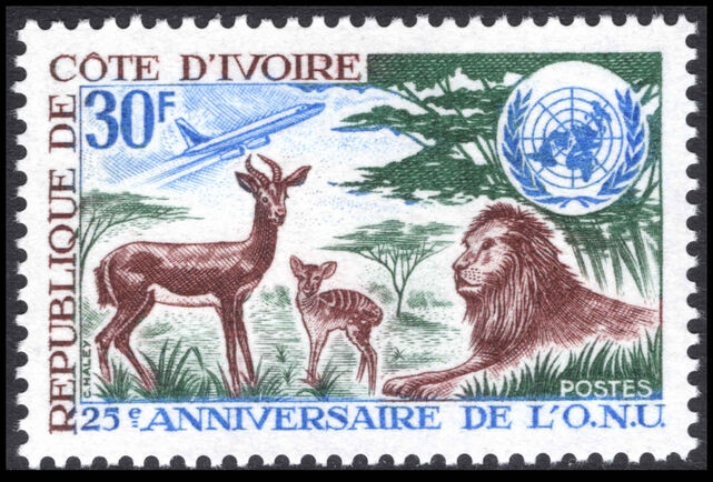 Ivory Coast 1970 25th Anniversary of United Nations unmounted mint.