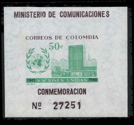 Colombia 1960 UN Day souvenir sheet unmounted mint.
