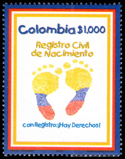 Colombia 2000 National Birth Register unmounted mint.