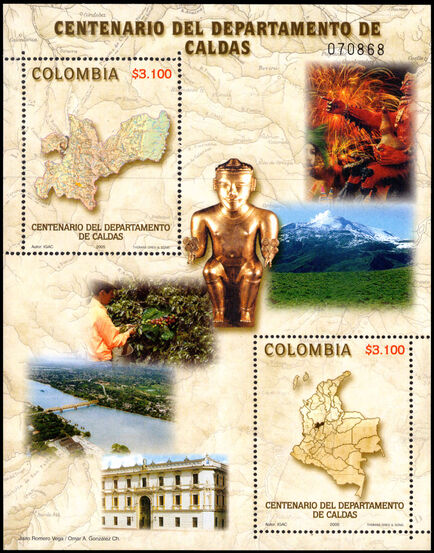 Colombia 2005 Centenary of Caldas Department souvenir sheet unmounted mint.