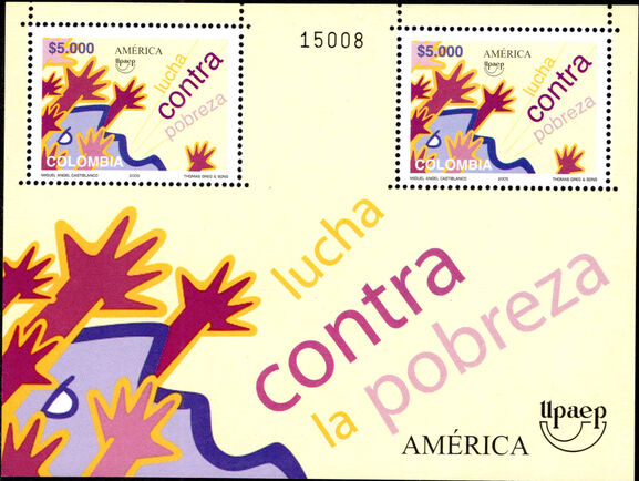 Colombia 2005 America. Struggle Against Poverty sheetlet unmounted mint.
