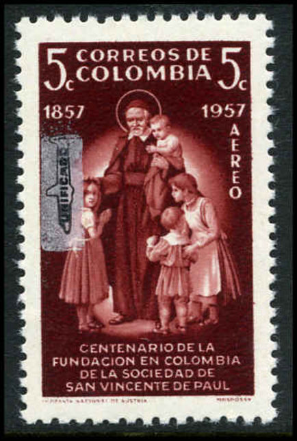 Colombia 1959 5c St Vincent Unificado overprint unmounted mint.