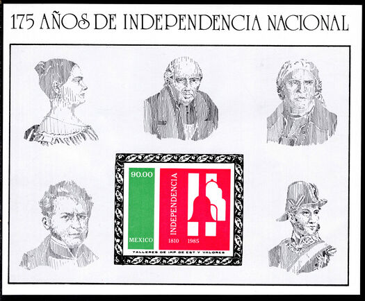 Mexico 1985 175th Anniversary of Independence Movement souvenir sheet unmounted mint.