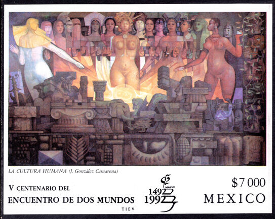 Mexico 1992 500th Anniversary of Meeting of Two Worlds (6th issue) souvenir sheet unmounted mint.