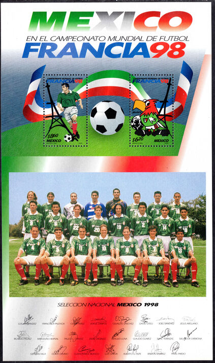 Mexico 1998 World Cup Football Championship souvenir sheet unmounted mint.