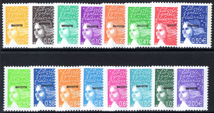 Mayotte 2002 Marianne set unmounted mint.