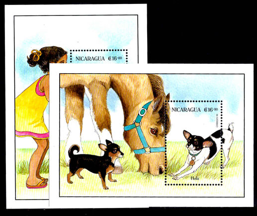 Nicaragua 1996 Dogs souvenir sheet set unmounted mint.