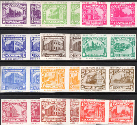 Nicaragua 1931 1931 Earthquake Relief stamps set of 24 lightly mounted mint.