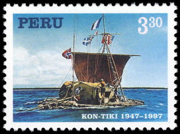 Peru 1997 50th Anniversary of Thor Heyerdahl's Kon Tiki Expedition unmounted mint.