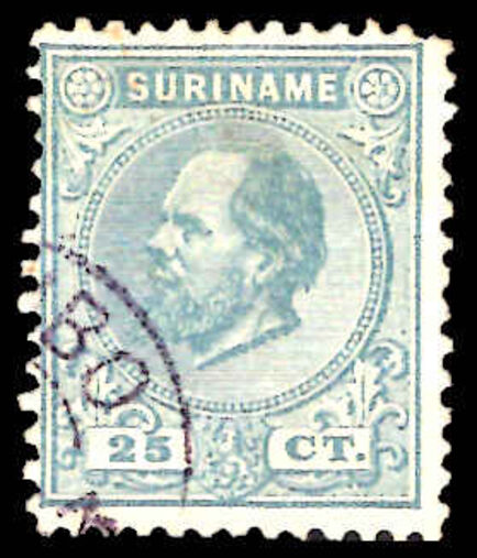 Suriname 1873-88 25c greenish-blue 12½x11 short perf fine used.