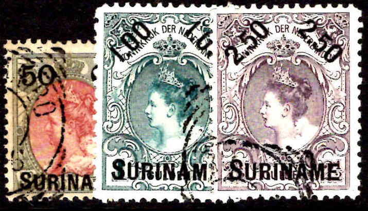 Suriname 1900 surcharged set fine used.