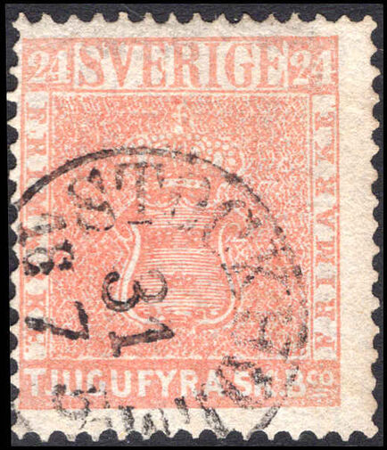 Sweden 1855-58 24s vermillion very fine and clean with Nielsen certificate.