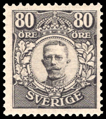 Sweden 1910-19 80ø black Varnamo very fine and clean lightly mounted mint with Nielsen certificate.