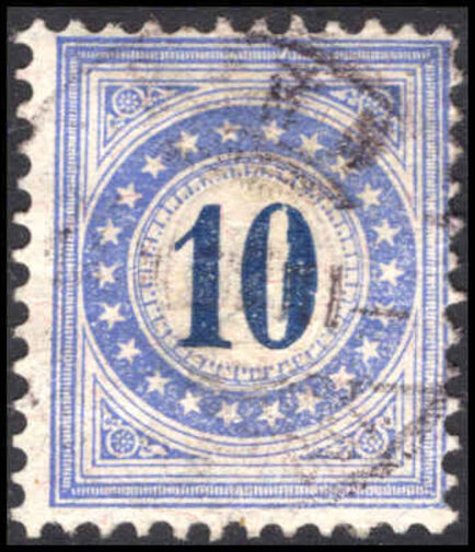 Switzerland 1882 10c postage due granite paper type II frame normal fine used.