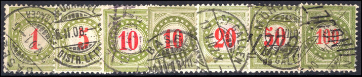 Switzerland 1897-1908 selection of fine used postage due values vermillion figures fine used.
