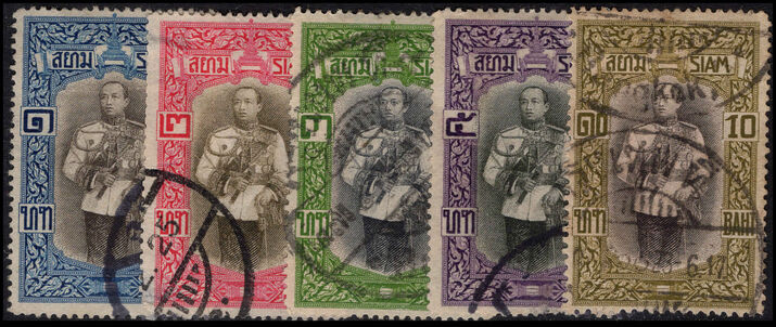 Thailand 1912 King Vajiravudh baht values to 10b Vienna printing fine used.
