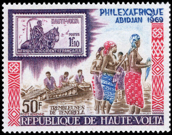 Upper Volta 1969 Philexafrique Stamp Exhibition(2nd issue) lightly mounted mint.