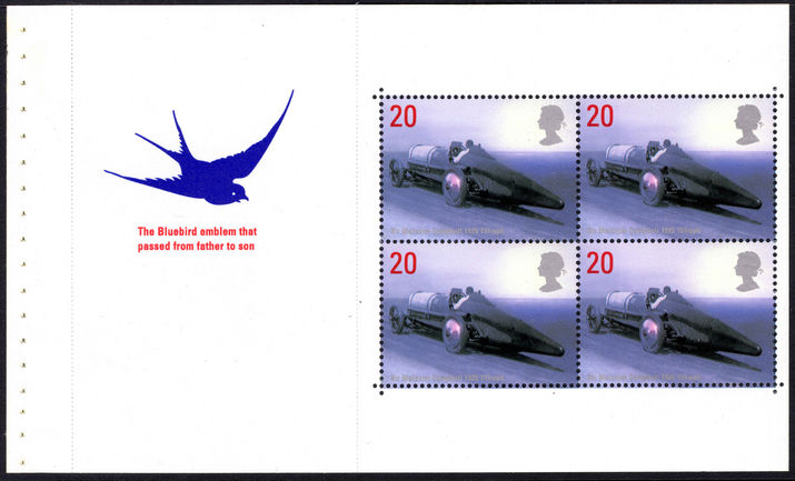 1998 20p Land speed record booklet pane unmouned mint.