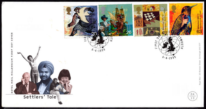 1999 Millennium Series. The Settlers' Tale Plymouth postmark unaddressed first day cover.