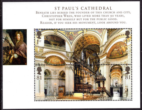 2008 Cathedrals souvenir sheet fine used.