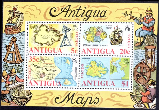 Antigua 1975 Maps of Antigua souvenir sheet unmounted mint.