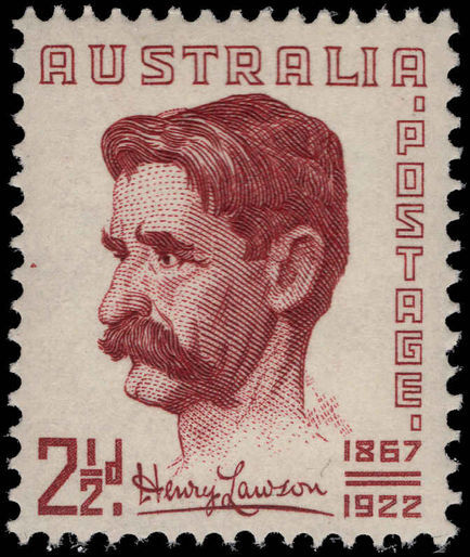 Australia 1949 Henry Lawson lightly mounted mint.