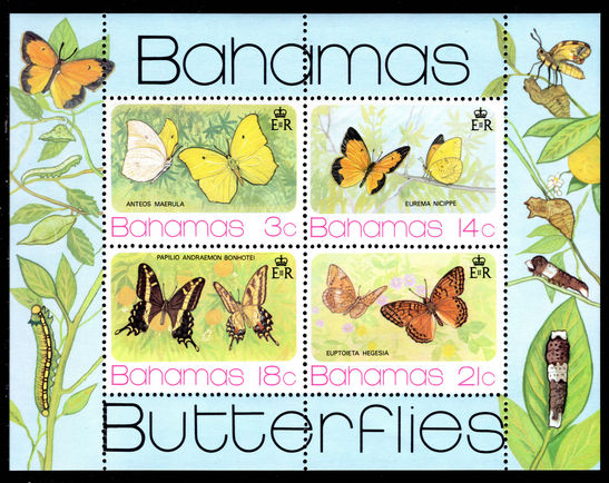 Bahamas 1975 Butterflies souvenir sheet unmounted mint.