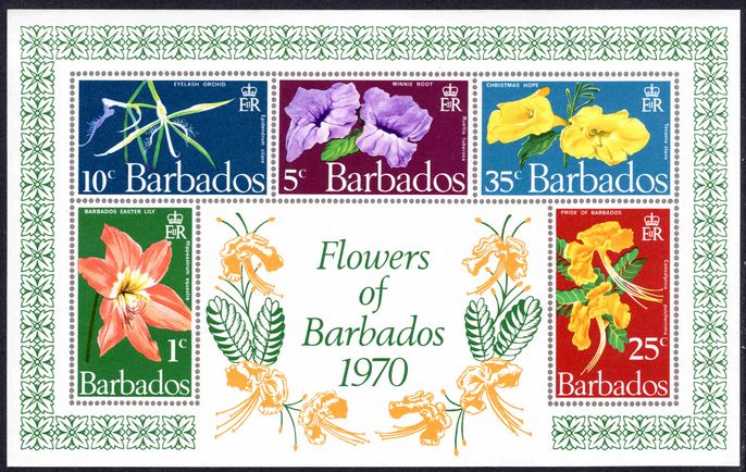 Barbados 1970 Flowers souvenir sheet unmounted mint.