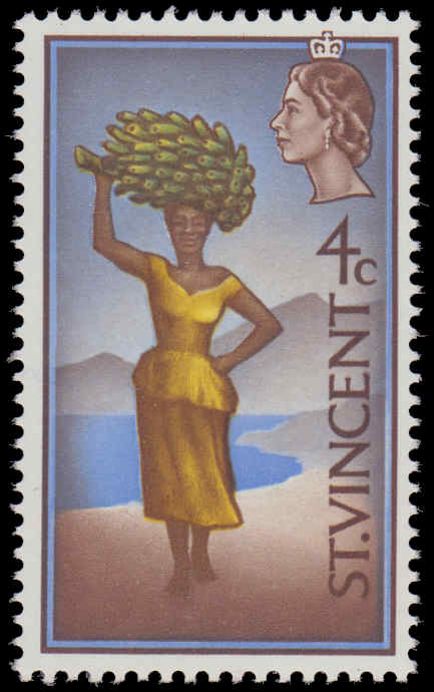 St Vincent 1968 4c Woman with bananas wmk 12 sideways unmounted mint.