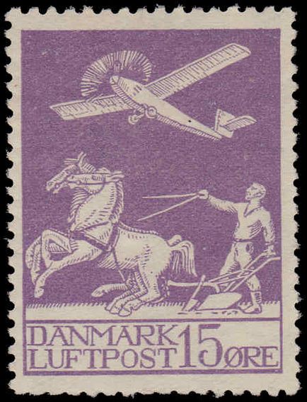 Denmark 1926 15ø lilac air unmounted mint.