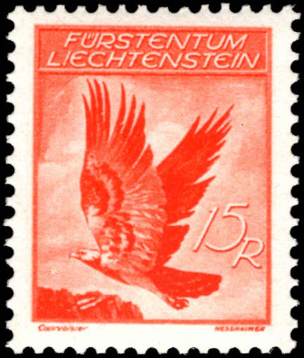 Liechtenstein 1934-36 15rp Golden Eagle fine unmounted mint.