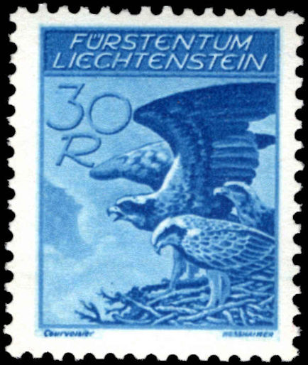 Liechtenstein 1934-36 30rp Ospreys fine unmounted mint.