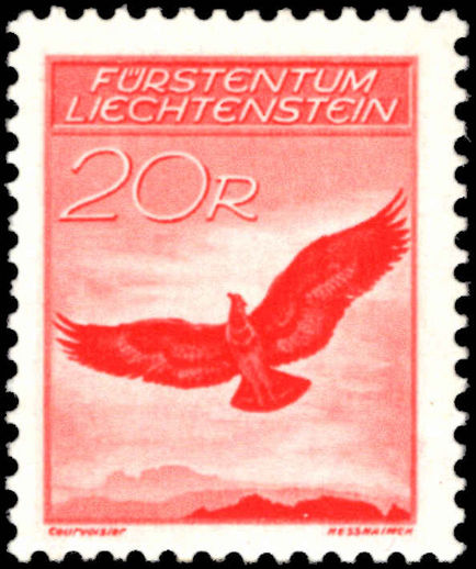 Liechtenstein 1934-36 20rp Golden Eagle GRILLED GUM fine unmounted mint.