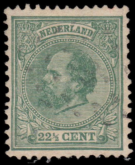 Netherlands 1872-91 22½c myrtle-green rare shade fine used.