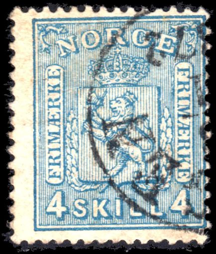 Norway 1867-68 4sk greenish blue fine used.
