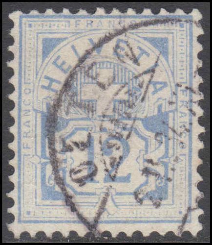 Switzerland 1882-99 12c pale ultramarine wmk 8 plain paper fine used.