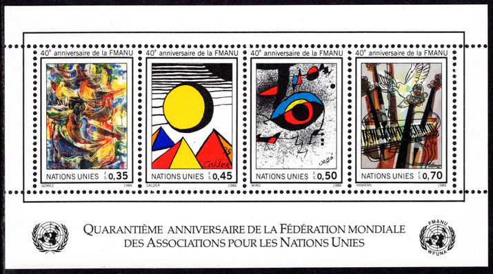 Geneva 1986 UN Federations souvenir sheet unmounted mint.