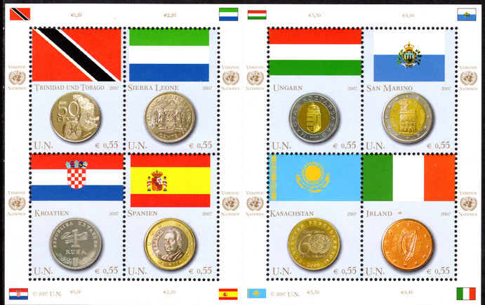 Vienna 2007 Coins and Flags (2nd series) souvenir sheet unmounted mint.