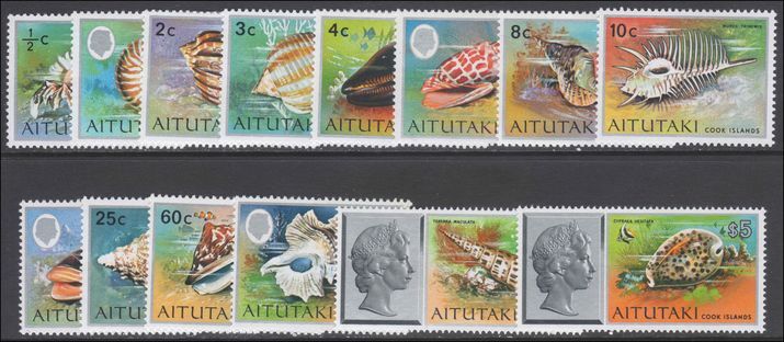 Aitutaki 1974-75 Sea shells set unmounted mint.