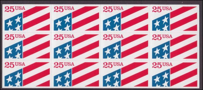 USA 1990 ATM Flag - made from Plastic Booklet pane of 12 unmounted mint.