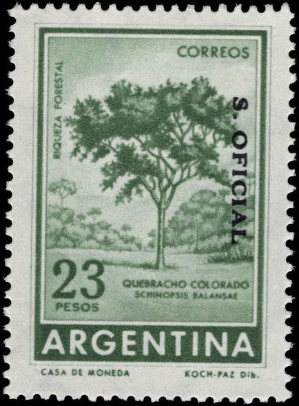 Argentina 1961-69 23p Red Querbracho official unmounted mint.