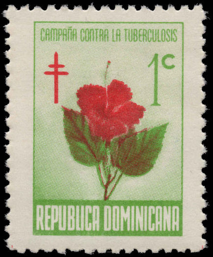 Dominican Republic 1966 Tuberculosis Fund. Hibiscus unmounted mint.